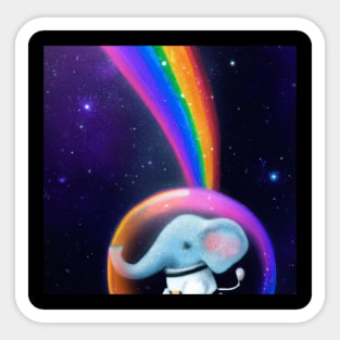 Rainbow Space Elephant Sticker